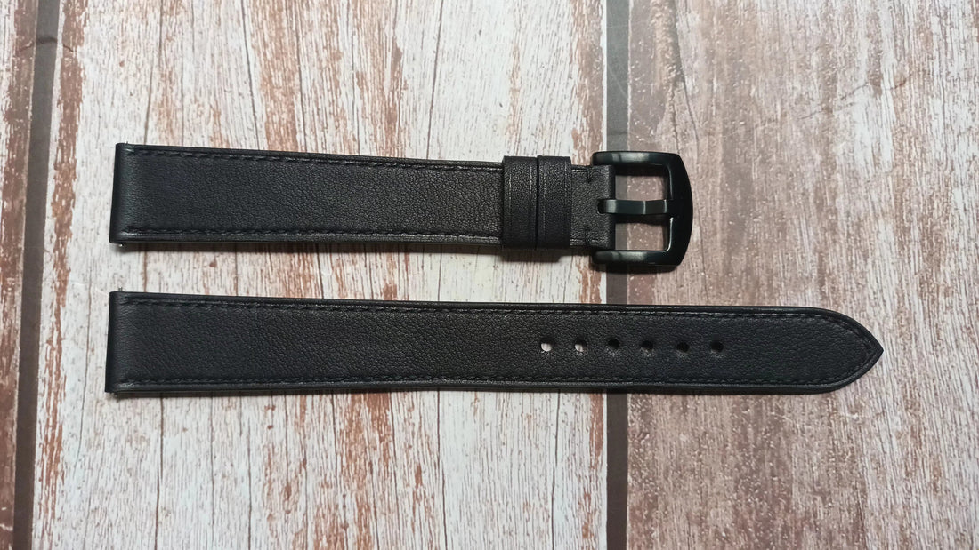 Black Swift Leather Strap For Galaxy Watch4 Classic (42mm & 46 mm)