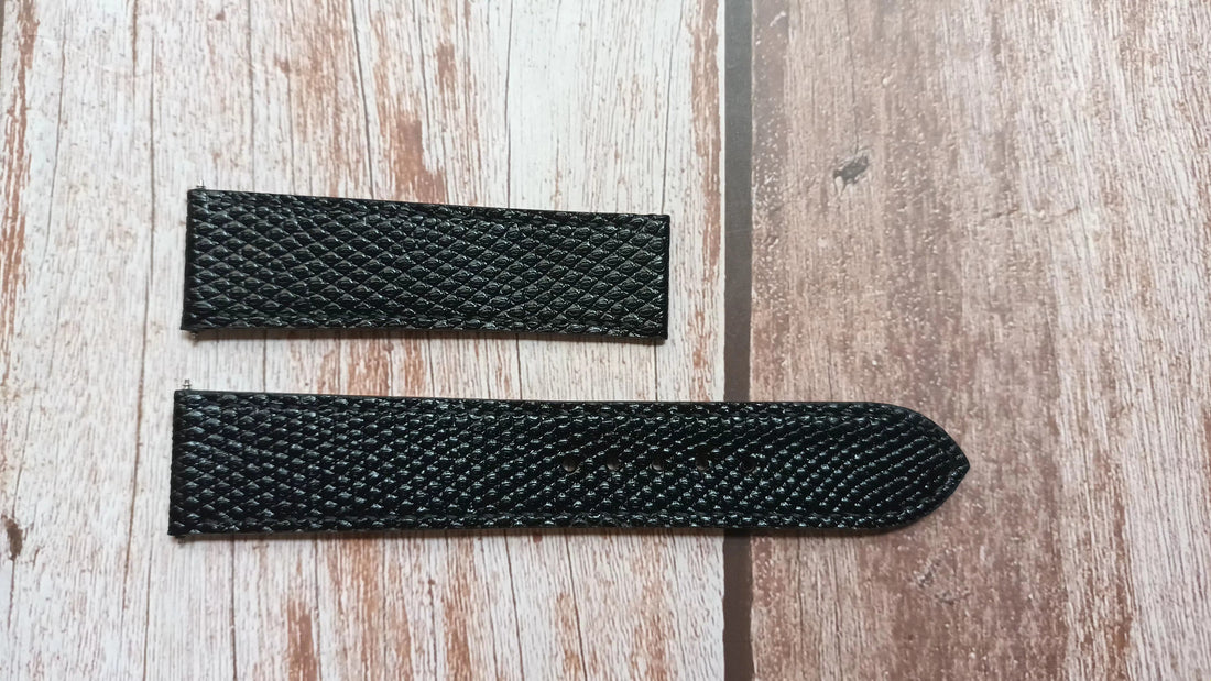 Black Full Grain Lizard Leather Strap