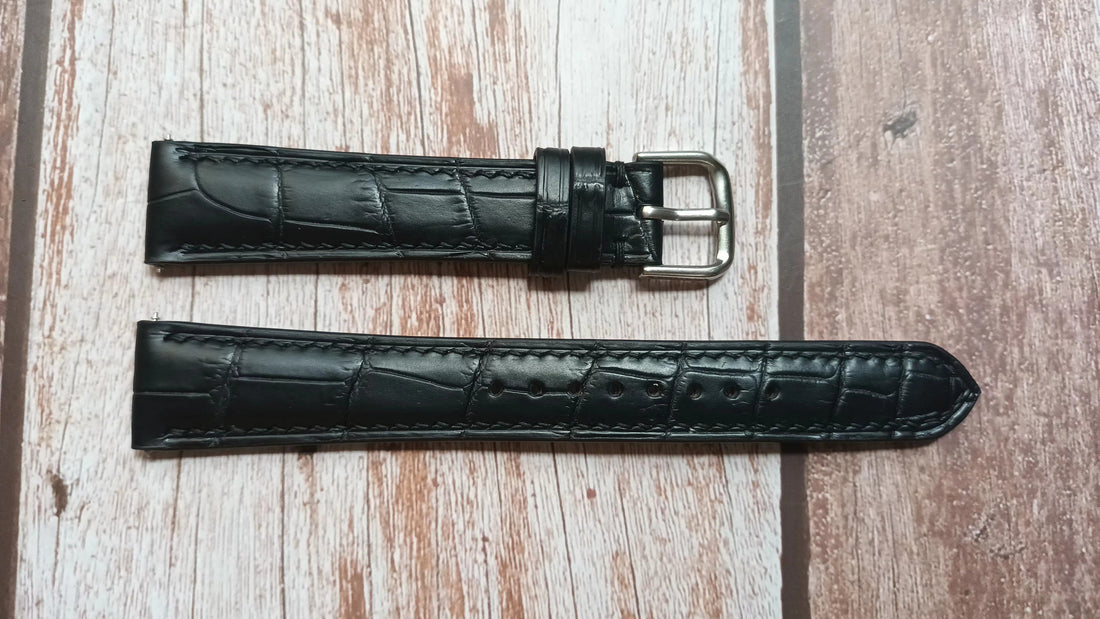 Black Full Grain Crocodile Leather Strap For Omega Aqua Terra 231.10.39.60.06.001 Watch