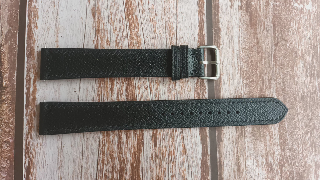 Black Epsom Leather Strap For Samsung Watch 4 Classic 46mm