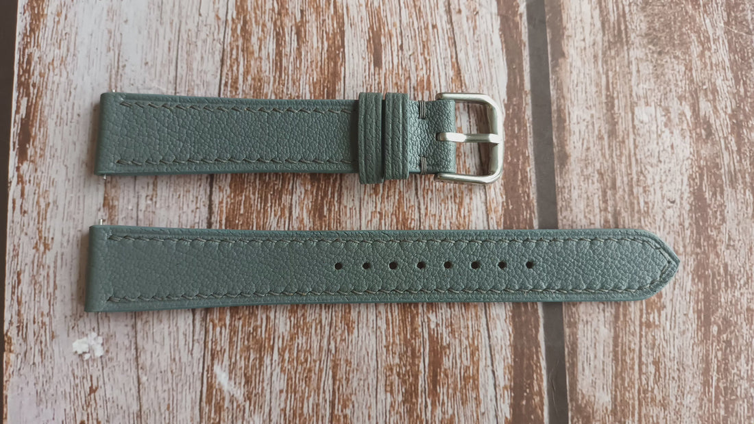 Gray Alran Goat Leather Strap For Vintage Astrolux Watch
