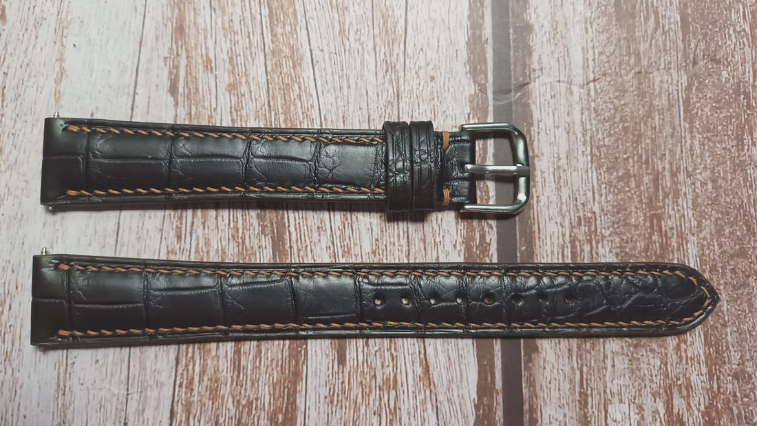 Brown Full Grain Crocodile Leather Strap For Reverso, Stainless Steel Watch