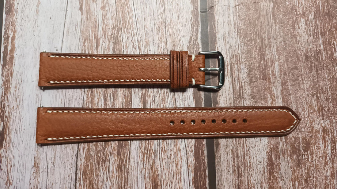 Brown Italian Veg Tanned Minerva Leather Strap For Breitling Chronomat Watch