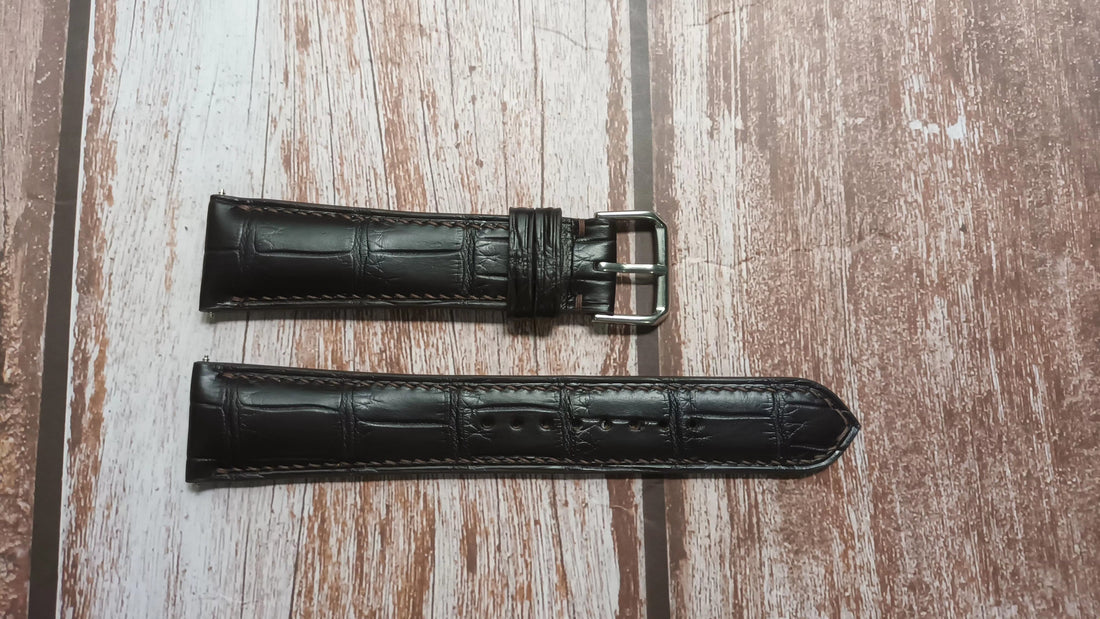 Brown Full Grain Crocodile Leather Strap For Oris rectangular with complication Watch