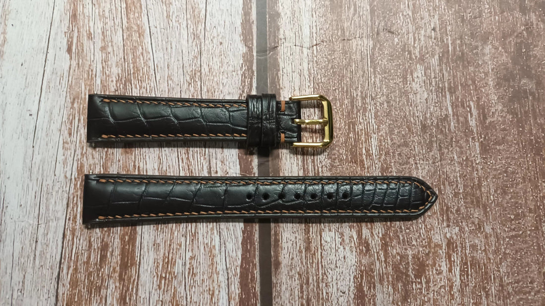Brown Full Grain Crocodile Leather Strap For 1952 Rolex Precision Watch