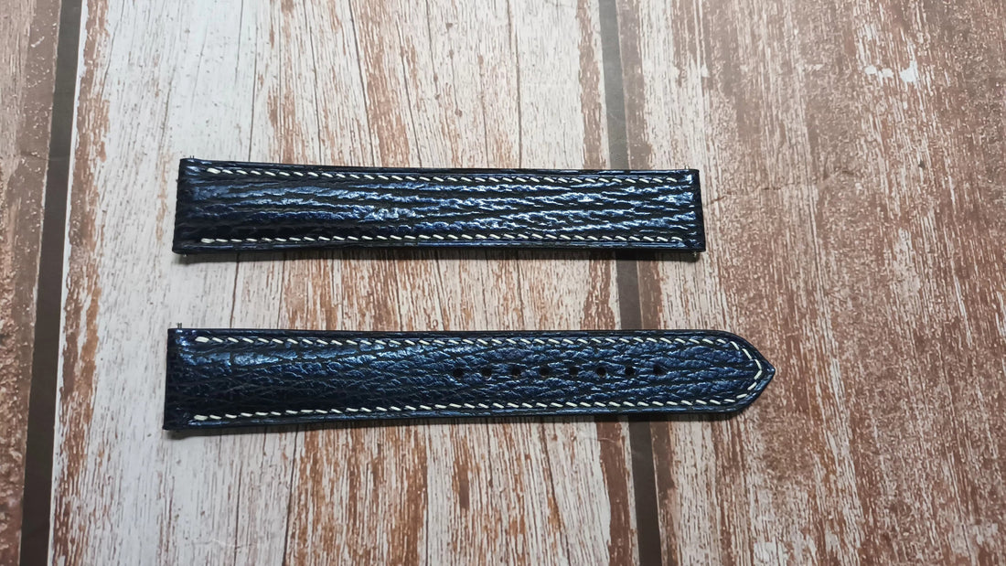 Blue Full Grain Shark Skin Leather Strap