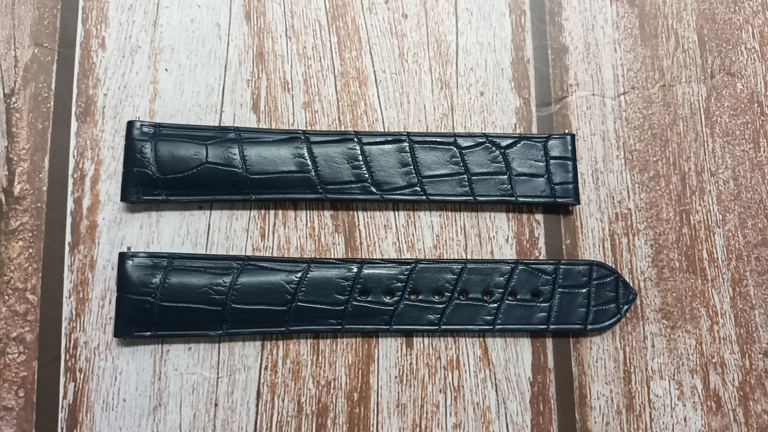 Dark Blue Full Grain Crocodile Leather Strap