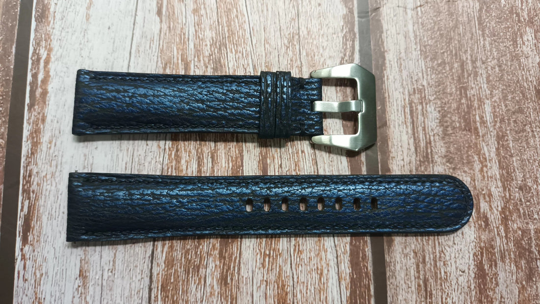 Blue Full Grain Shark Skin Leather Strap For Tudor GMT 41mm Watch
