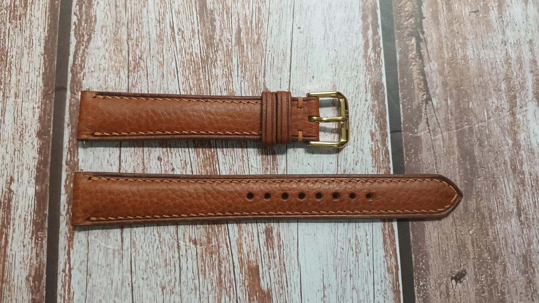 Brown Italian Veg Tanned Minerva Leather Strap For Omega Seamaster DeVille Watch