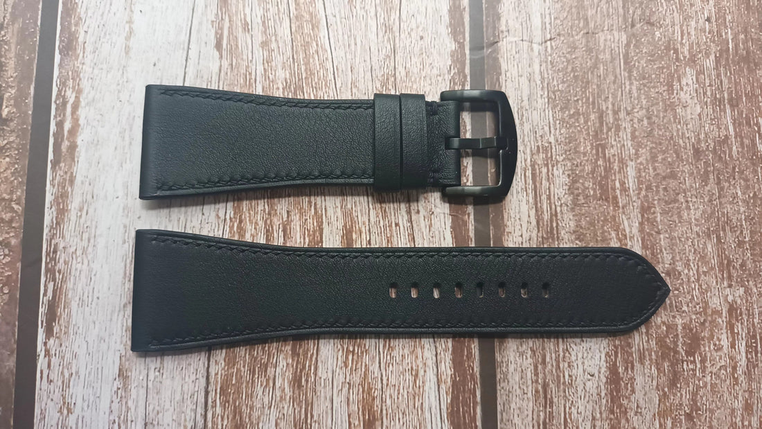 Black Swift Leather Strap For Vestal Shortwave Watch
