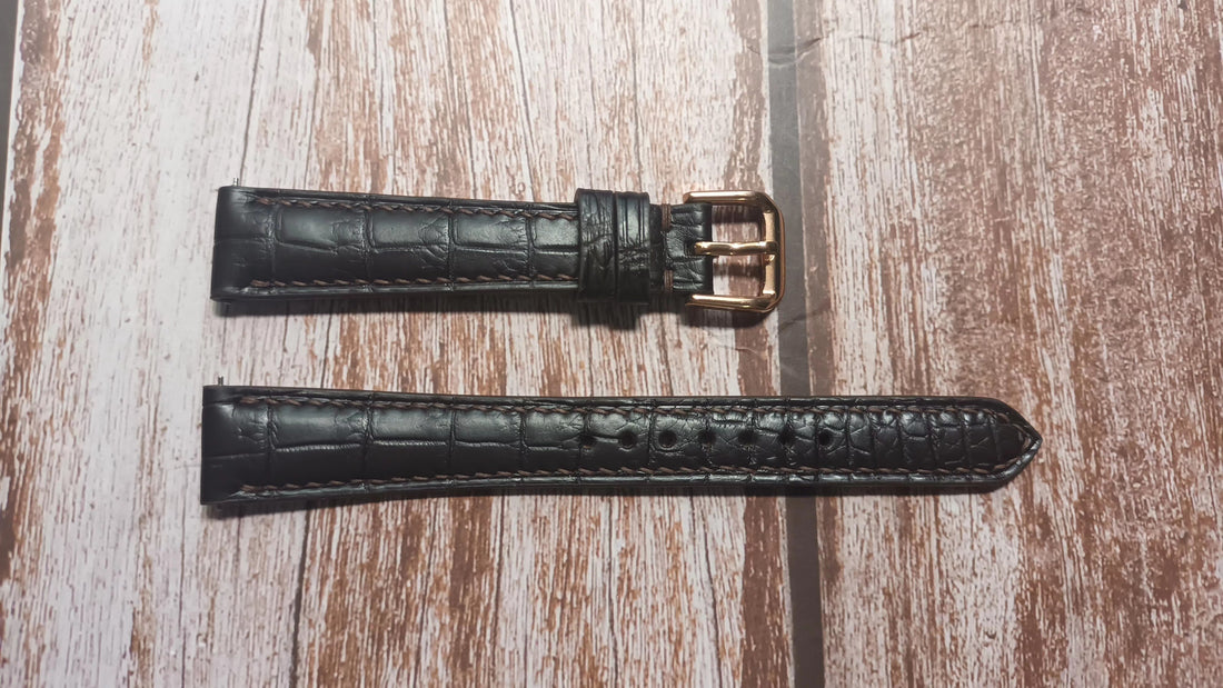 Brown Full Grain Crocodile Leather Strap For Vintage Gruen Caliber 330 Curvex Watch