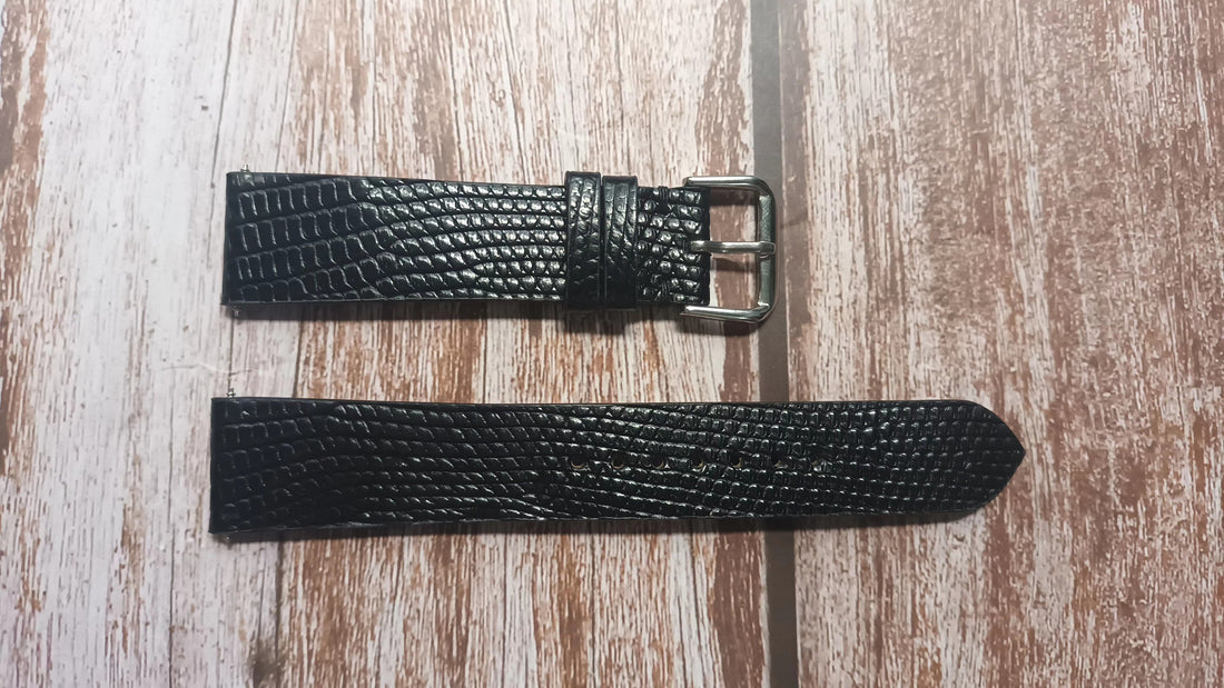 Black Full Grain Lizard Leather Strap