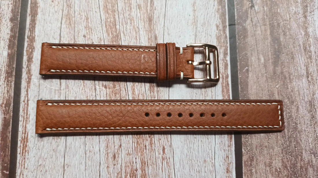 Brown Italian Veg Tanned Minerva Leather Strap For 50s Zenith Rose Gold Watch