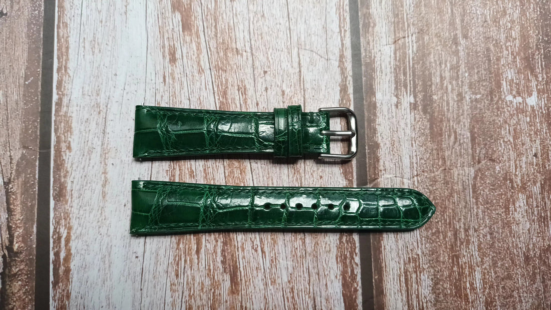 Green Full Grain Crocodile Leather Strap For Daydate 36 model 118138 Watch