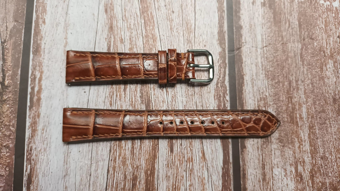 Brown Full Grain Crocodile Leather Strap For Rolex Cellini Danaos Watch