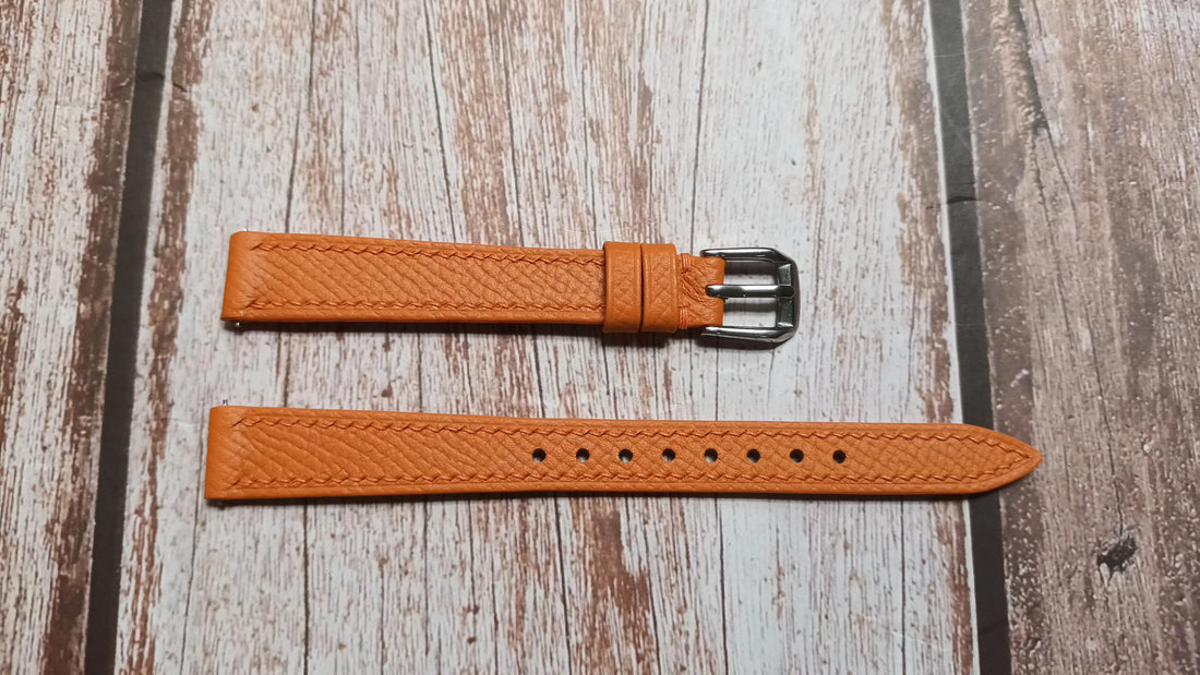Orange Epsom Leather Strap For Hermes Ladies Pullman Watch