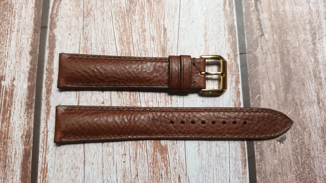 Brown Italian Veg Tanned Minerva Leather Strap For Junghans Chronoscope Watch