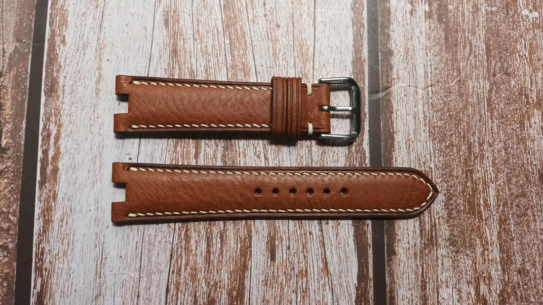 Brown Italian Veg Tanned Minerva Leather Custom Notched Strap
