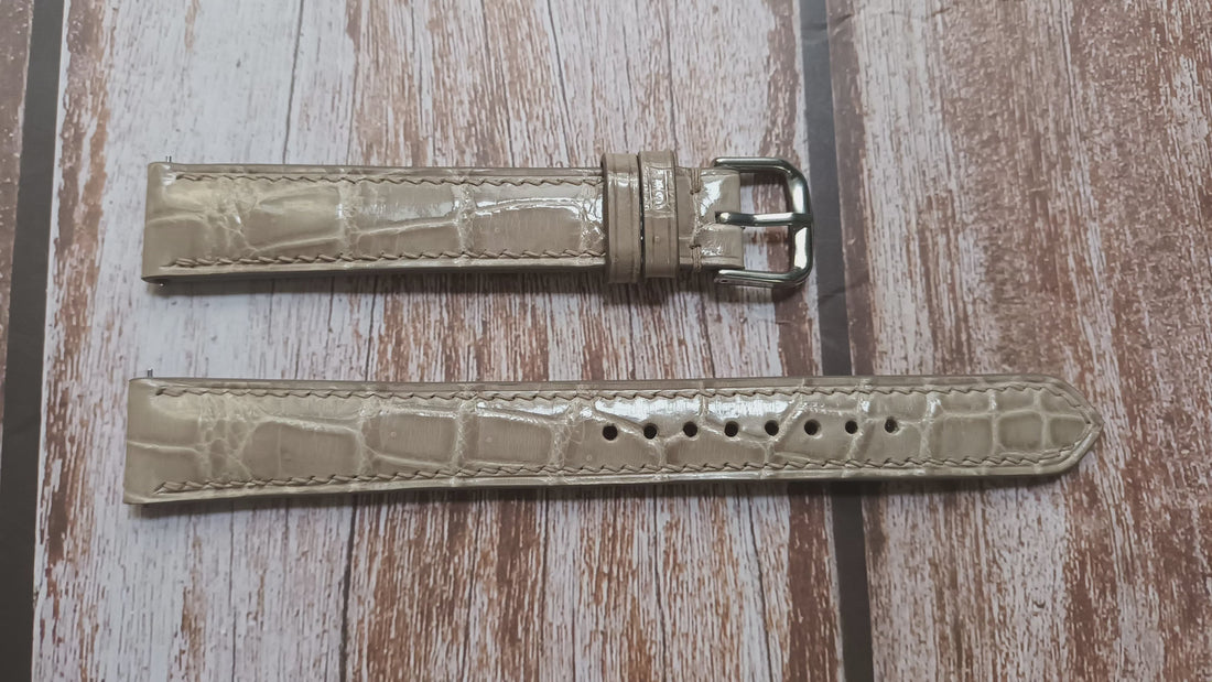 Gray Full Grain Crocodile Leather Strap