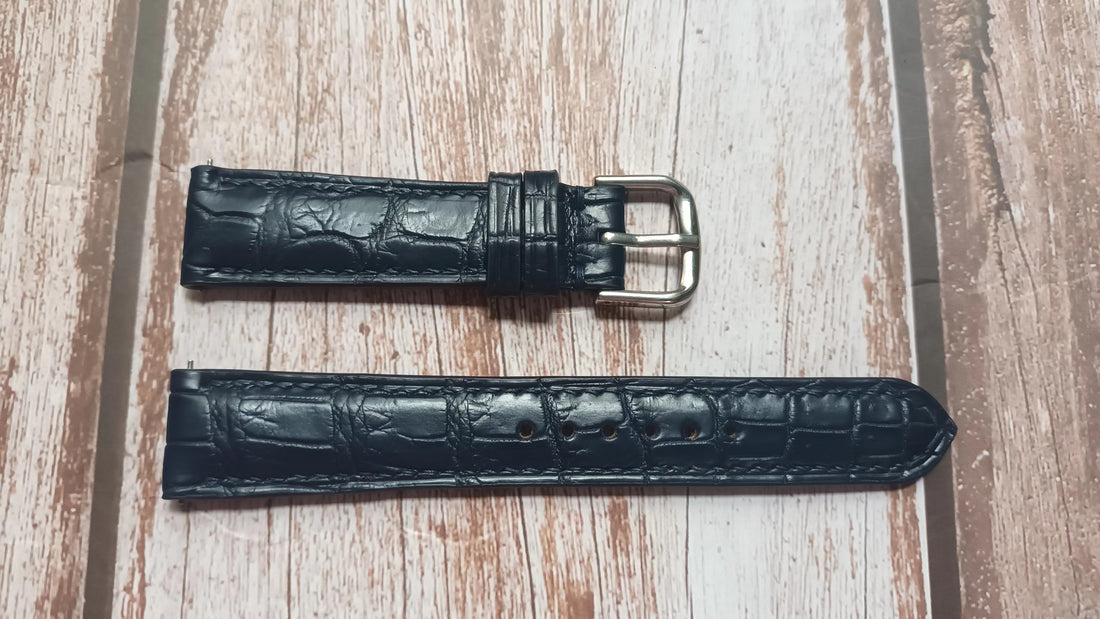 Dark Blue Full Grain Crocodile Leather Strap