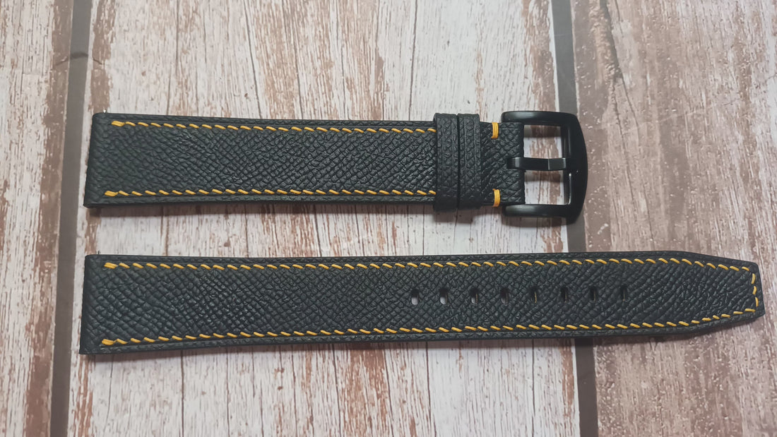 Black Epsom Leather Strap For Tissot T-Race Watch