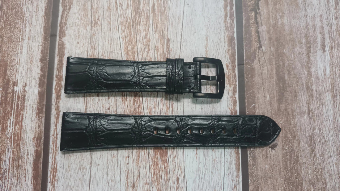 Black Full Grain Crocodile Leather Strap For Citizen Calendrier BU2025-76E Watch
