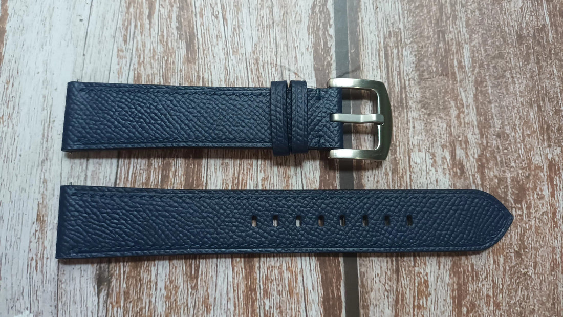 Navy Epsom Leather Strap For Mido Multifort Dual Time GMT Blue Watch