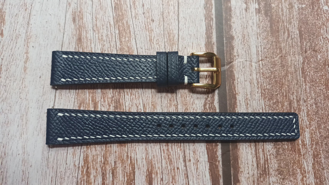 Navy Epsom Leather Strap For Sekonda 21 Jewel Automatic Watch