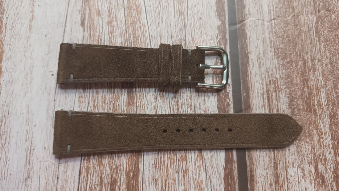Dark Gray Suede Leather Strap For Nomos Orion 38mm Watch