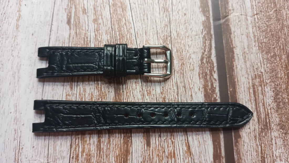 Black Crocodile Custom Notched Strap For Gc Watch