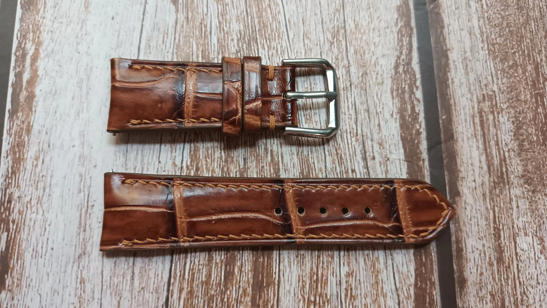 Honey Brown Full Grain Crocodile Leather Strap