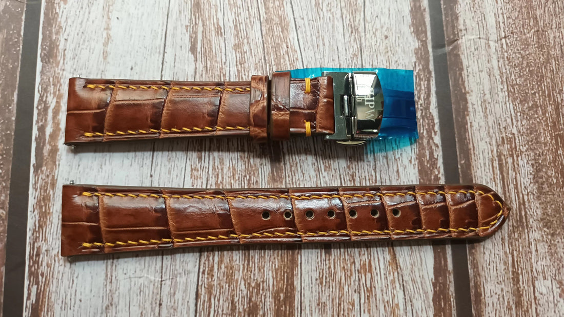 Honey Brown Full Grain Crocodile Leather Strap For Rolex Datejust Watch
