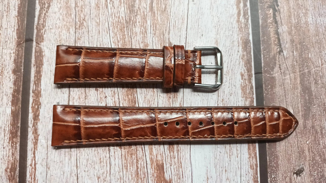 Honey Brown Full Grain Crocodile Leather Strap For Gucci Watch