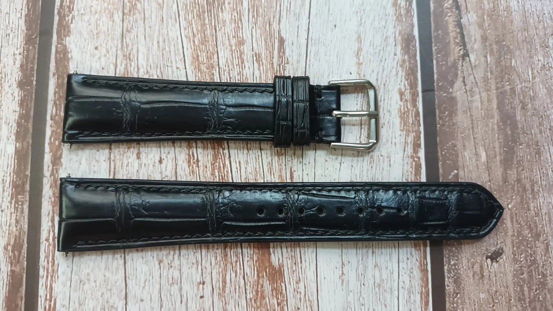 Black Full Grain Crocodile Leather Strap