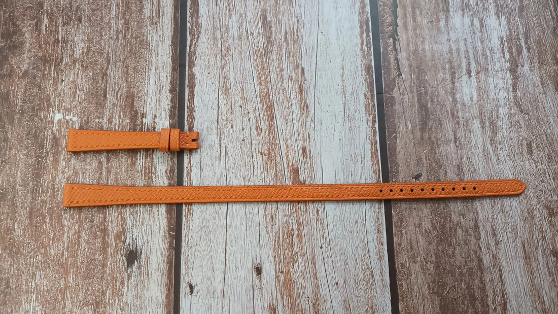 Double Tour Orange Epsom Leather Straps
