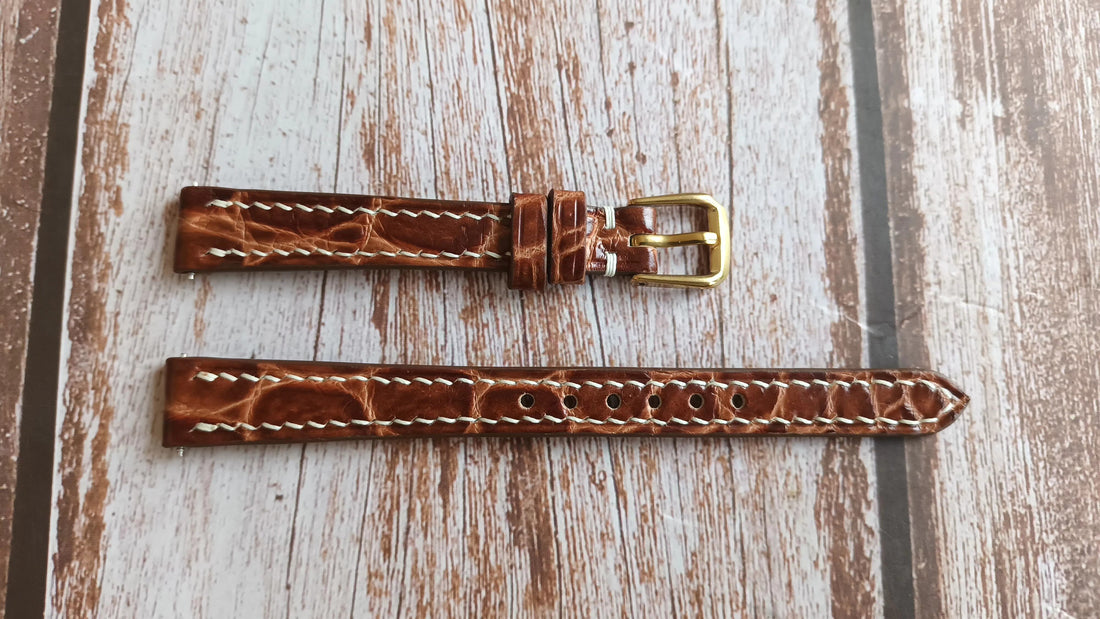 Honey Brown Full Grain Crocodile Leather Strap For Citizen Watch