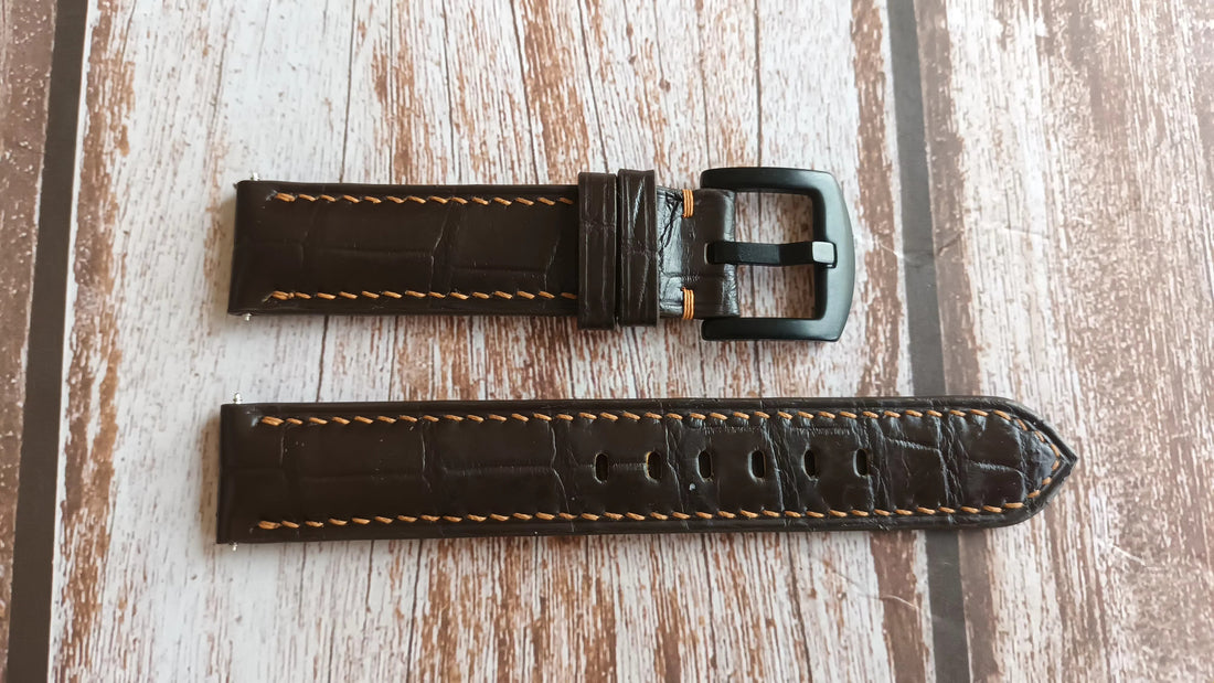 Brown Full Grain Crocodile Leather Strap