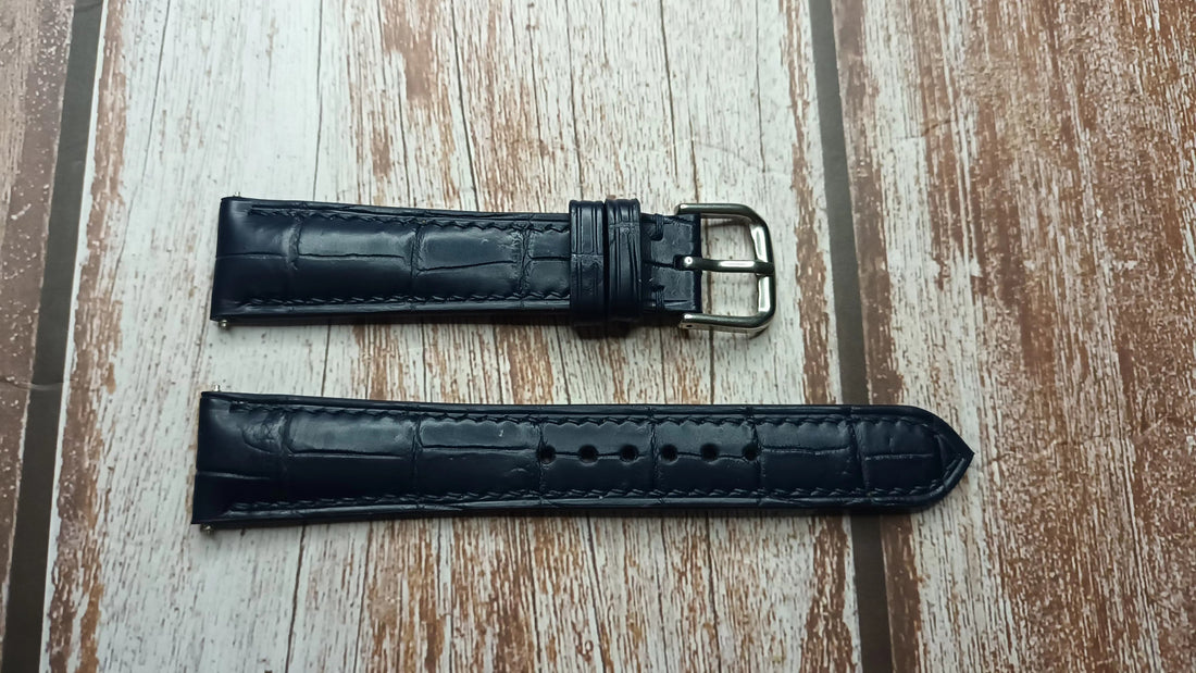 Dark Blue Full Grain Crocodile Leather Strap