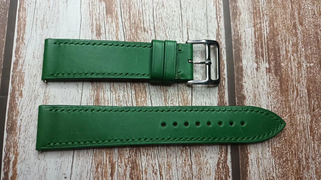 Green Italian Veg Tanned Buttero Leather Strap