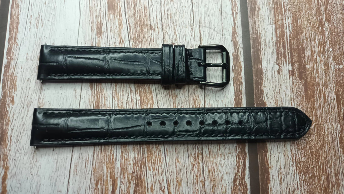 Black Full Grain Crocodile Leather Strap