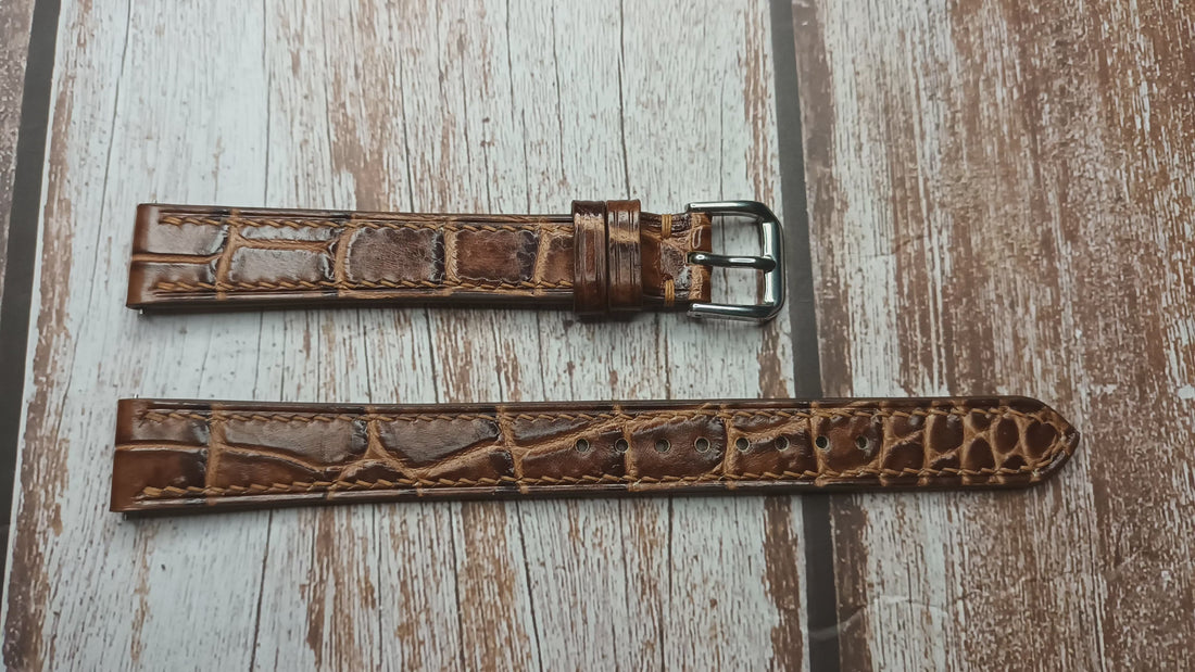 Honey Brown Full Grain Crocodile Leather Strap For Longines Watch