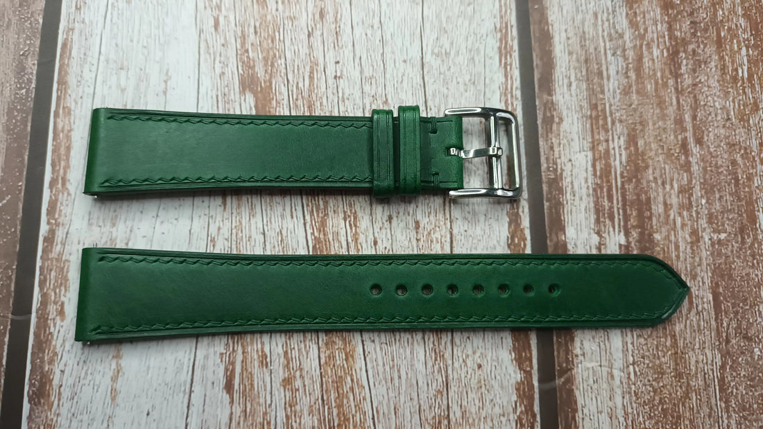 Green Italian Veg Tanned Buttero Leather Strap For Tissot Gentleman Powermatic 80 green dial Watch