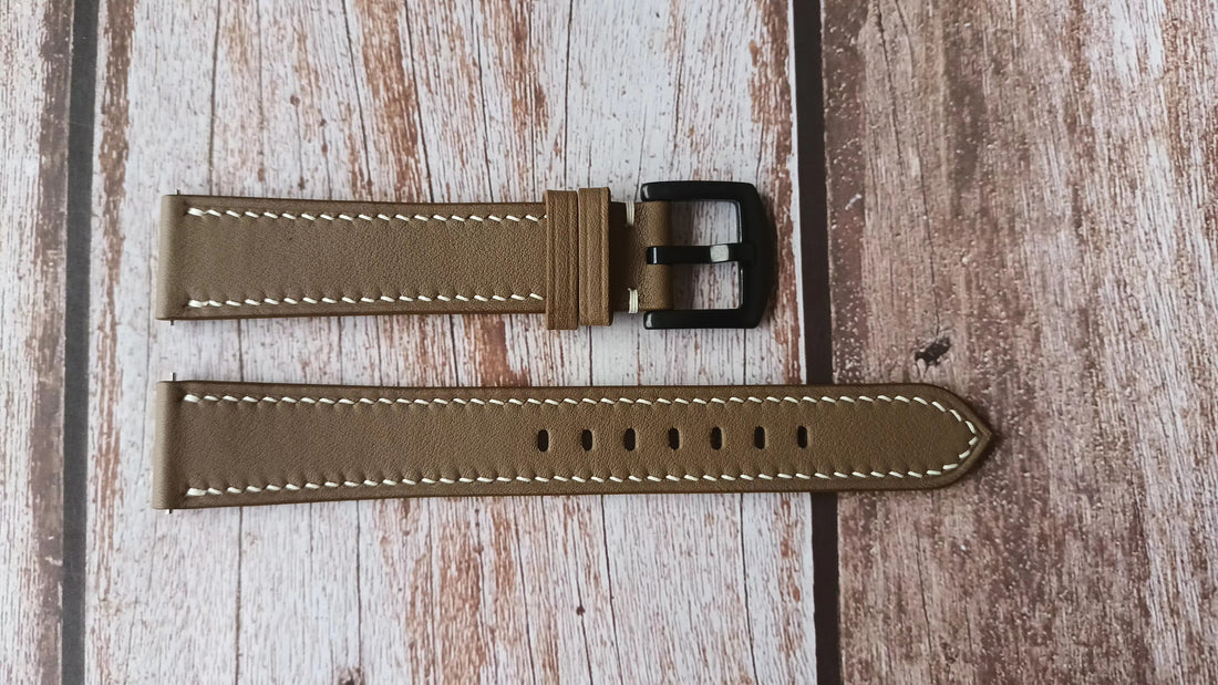 Brown Swift Leather Strap For Shinola Runwell 41 Petosky Stone Watch