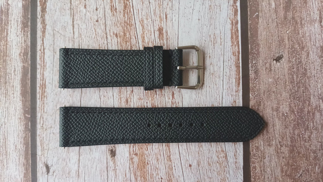 Black Epsom Leather Strap For Glycine Combat Sub Watch