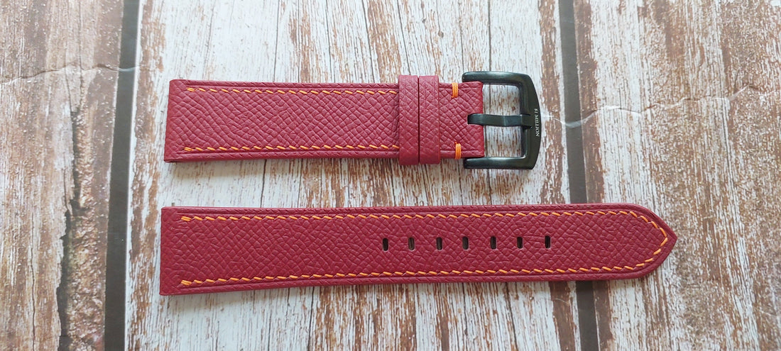 Red Epsom Leather Strap For IWC395001 TIMEZONER Watch