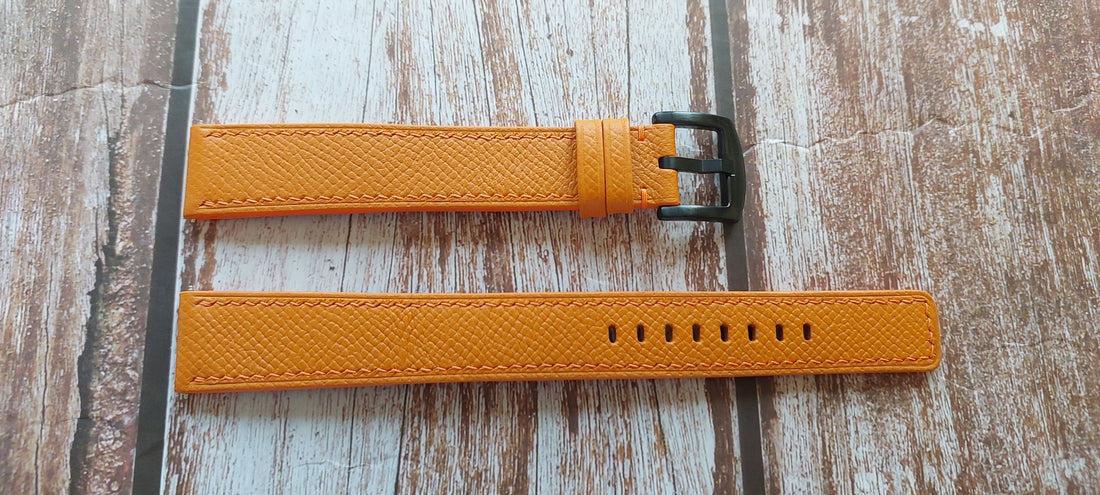 Orange Epsom Leather Strap For Edox 84300 37NOCA NOB Watch