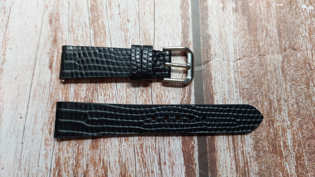 Black Full Grain Lizard Leather Strap For Baume and Mercier Watch