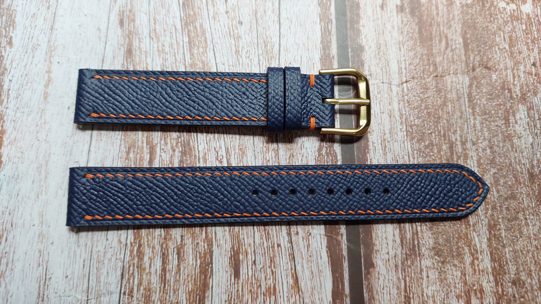 Navy Epsom Leather Strap For Audemars Piguet Watch