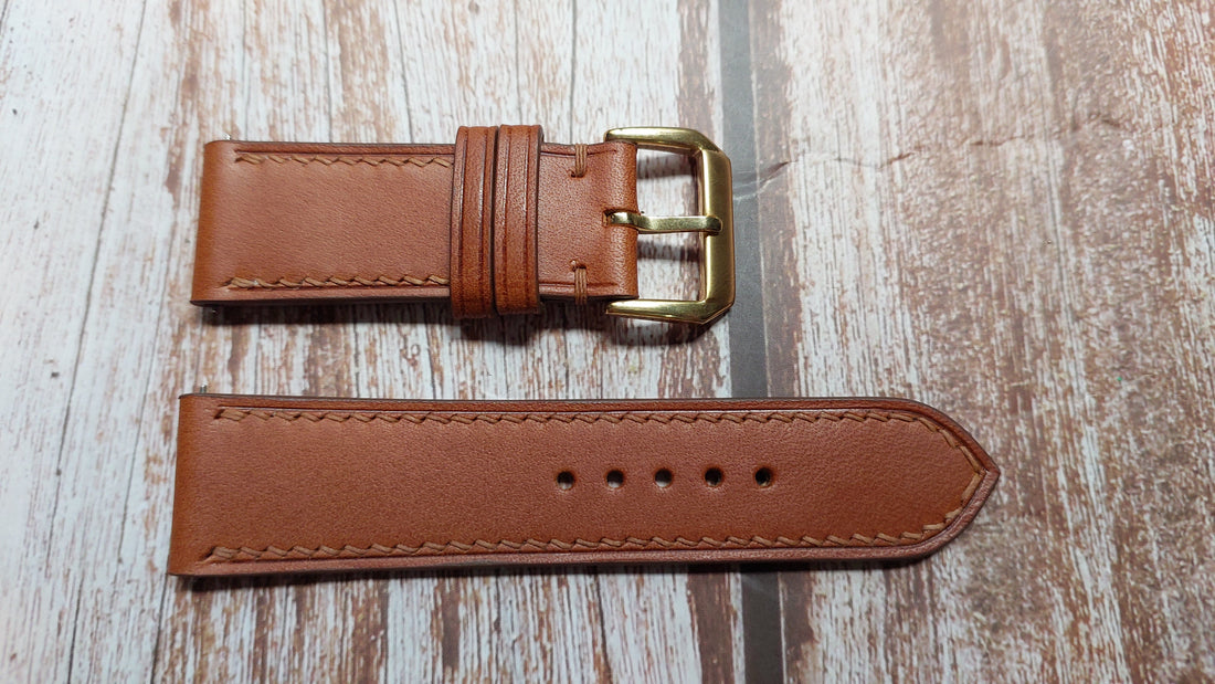 Brown Italian Veg Tanned Buttero Leather Strap For Tufine Watch