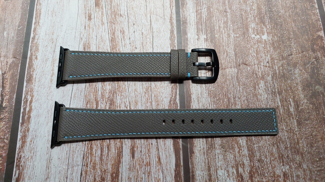 Gray Epsom Leather Strap For Apple Watch Series 7 (45mm)